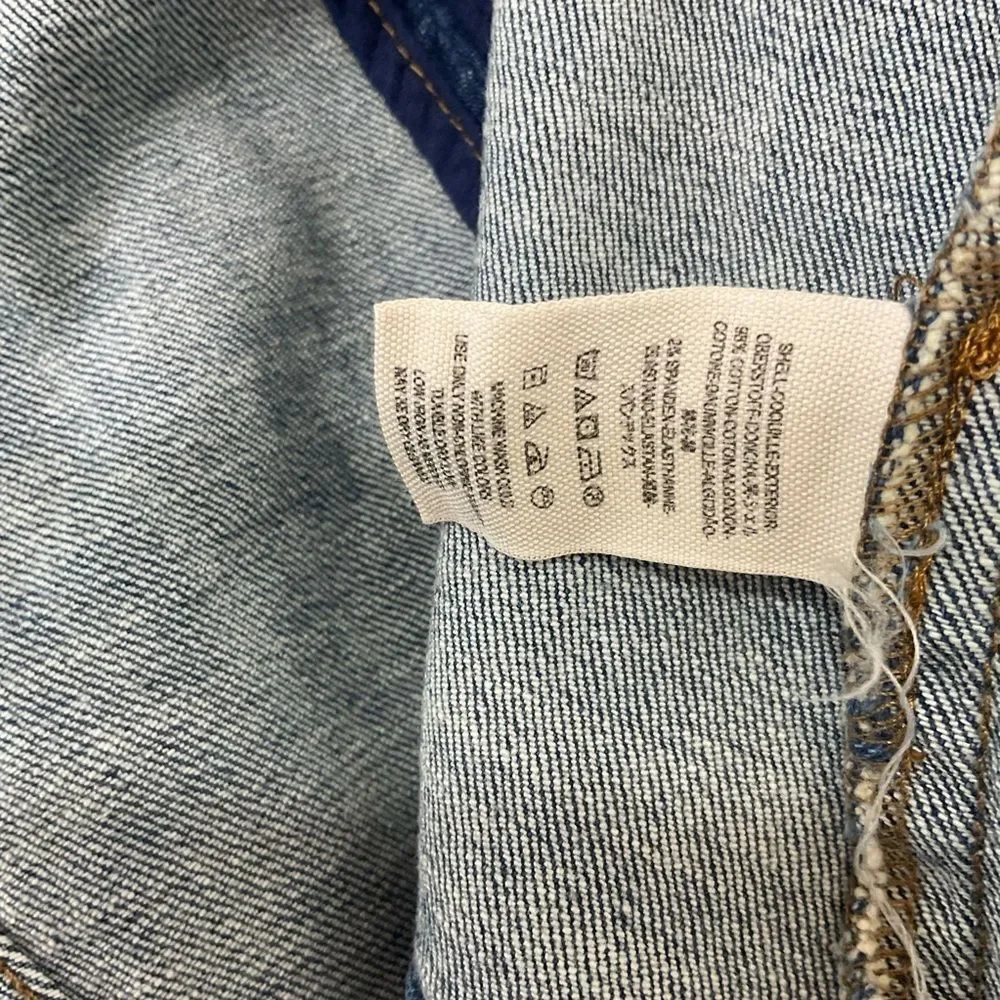 Free People Vintage Blue Long Sleeve Button Denim Military Band Jacket Size M - Picture 10 of 10